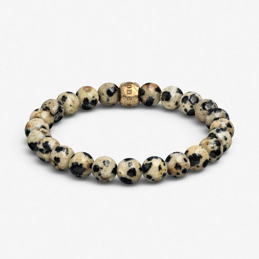 8mm Dalmatian Jasper & 925 Sterling Silver / Beaded Bracelet