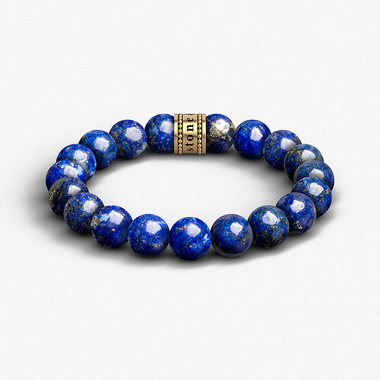 10mm Lapis Lazuli & 925 Sterling Silver / Beaded Bracelet