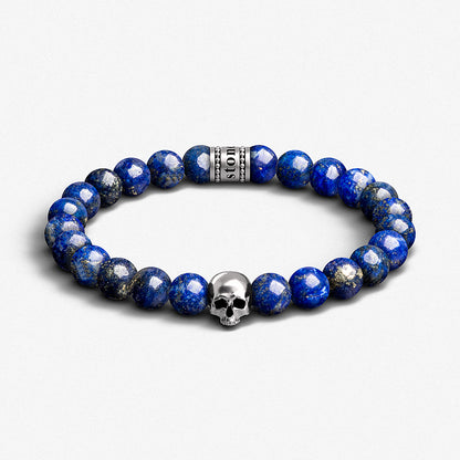 8mm Lapis Lazuli & 925 Sterling Silver / Skull Beaded Bracelet