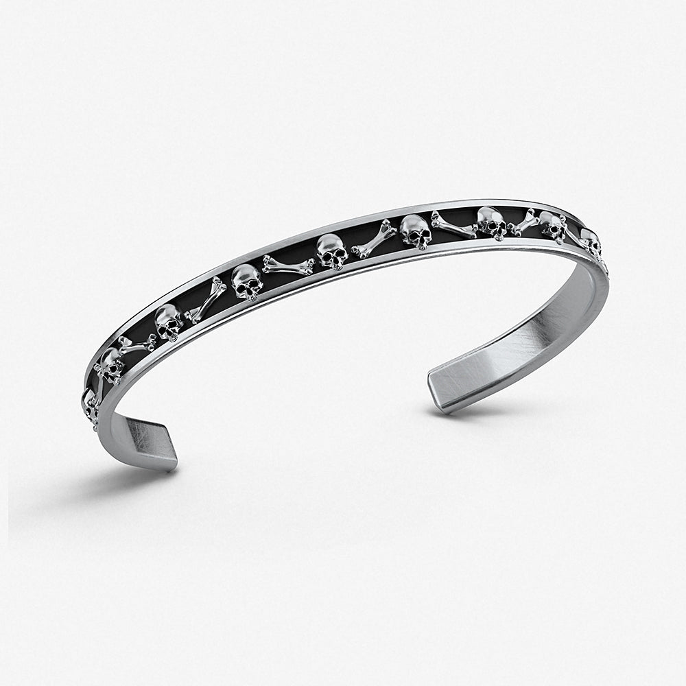 Cuff Bracelet "Skull & Bones" / 925 Sterling Silver