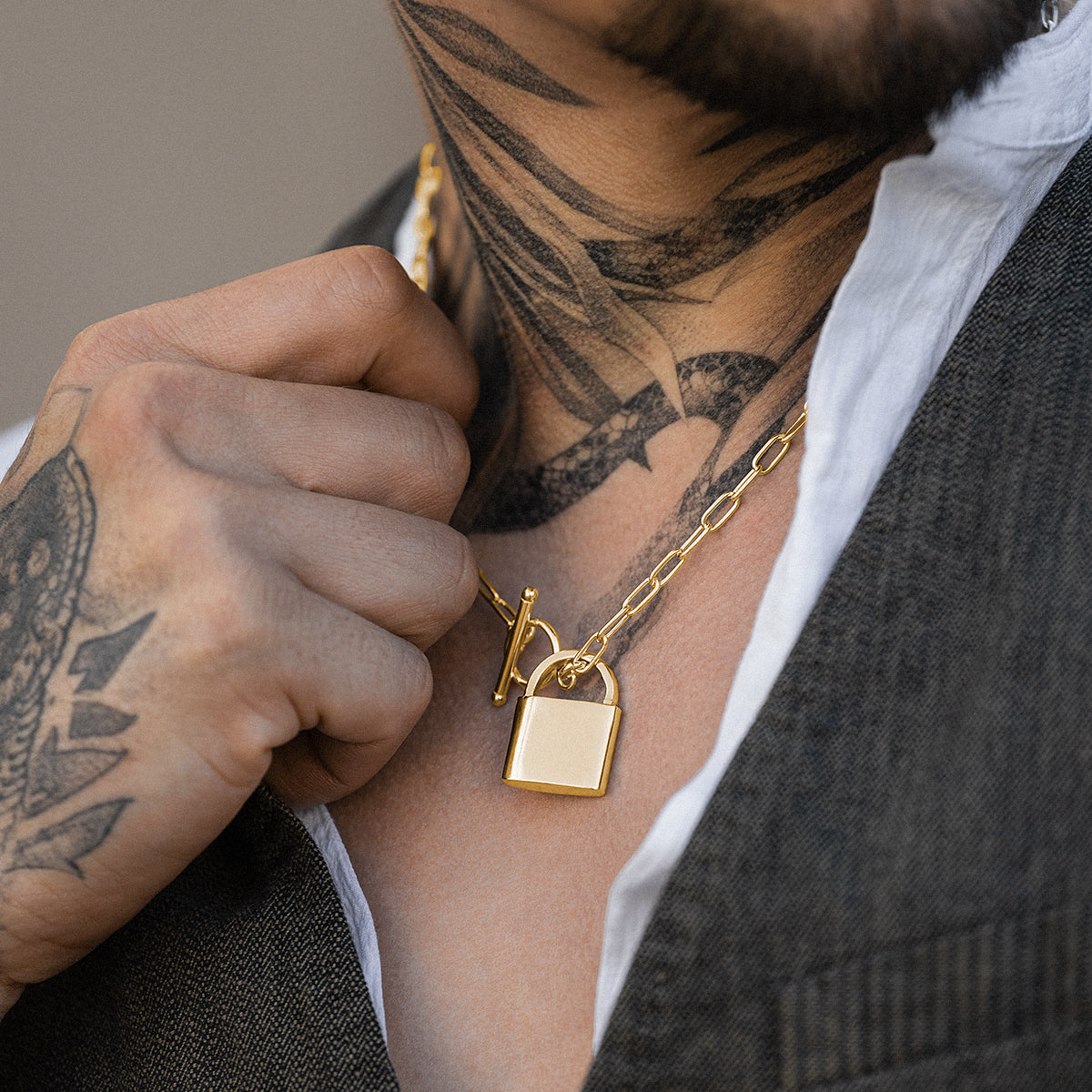 Padlock necklace deals for men