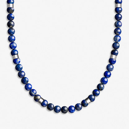 Beaded Necklace / 925 Sterling Silver & Lapis Lazuli