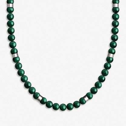 Beaded Necklace / 925 Sterling Silver & Malachite