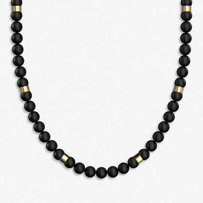 Beaded Necklace / 925 Sterling Silver & Matte Onyx