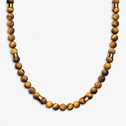 Beaded Necklace / 925 Sterling Silver & Matte Tiger's Eye