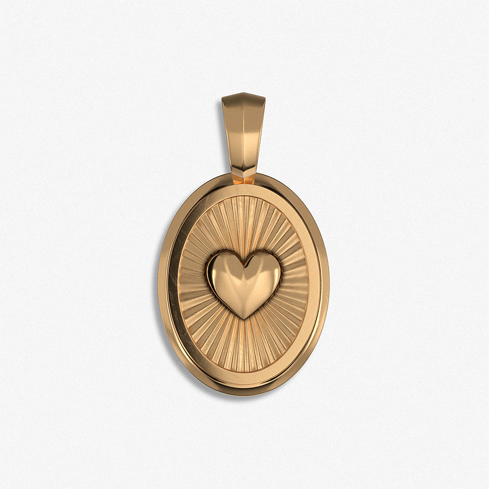 "Oval Heart Medallion" Pendant / 925 Sterling Silver