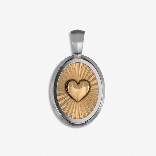 "Oval Heart Medallion" Pendant / 925 Sterling Silver