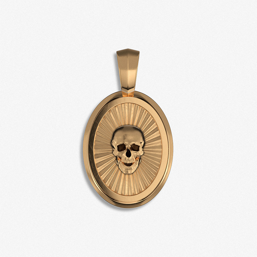 "Oval Skull Medallion" Pendant / 925 Sterling Silver