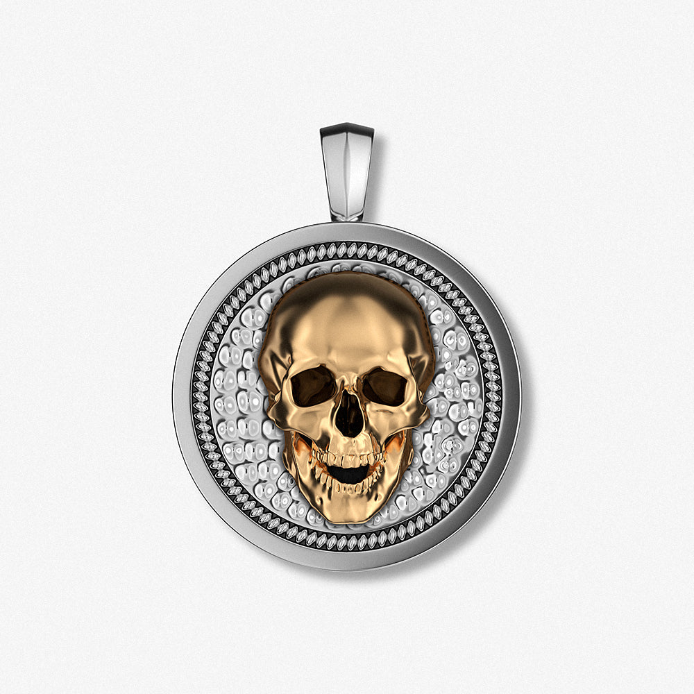 Skull Medallion Pendant / 925 Sterling Silver