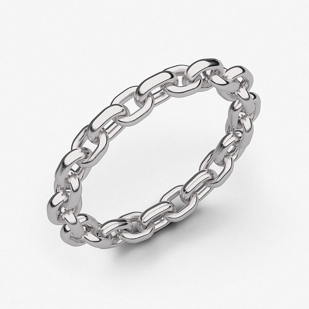 Delicate Chain Stacking Ring / 925 Sterling Silver