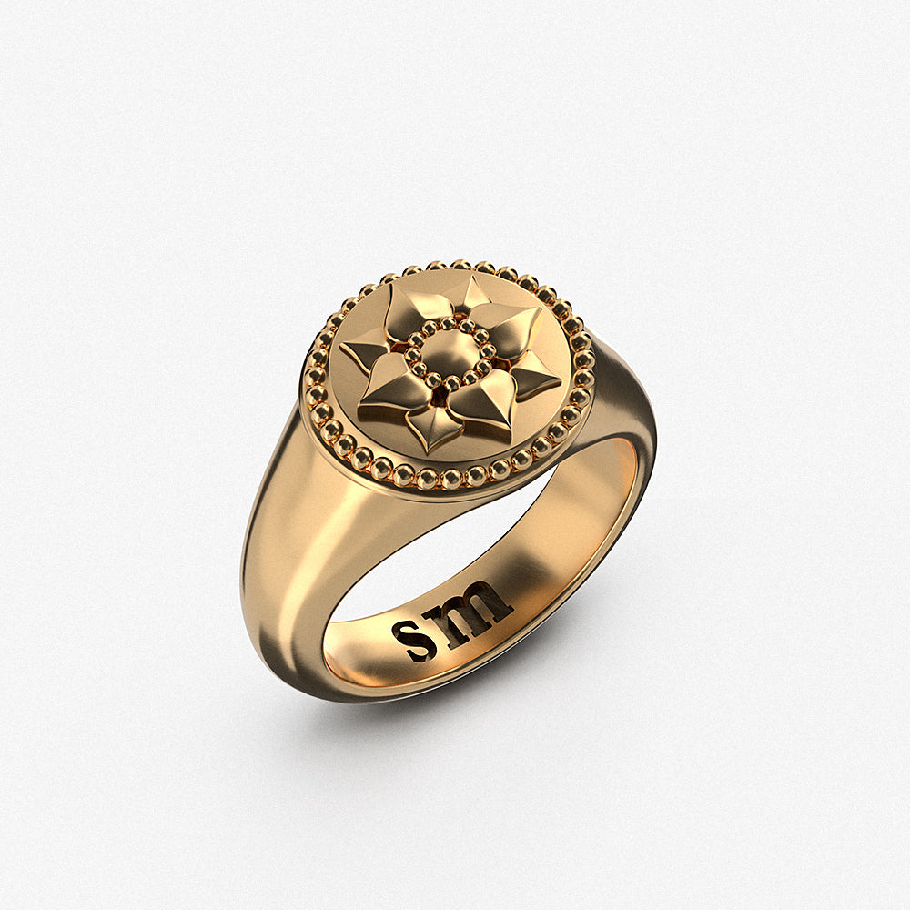 Signet Ring "Lotus" / 925 Sterling Silver