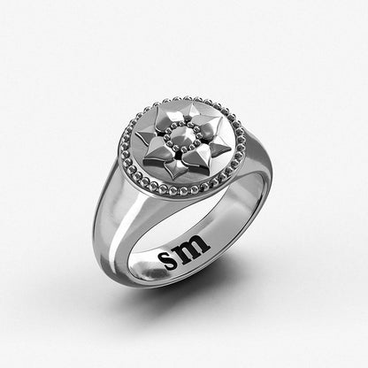 Signet Ring "Lotus" / 925 Sterling Silver