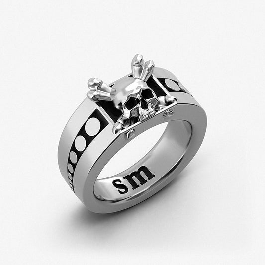 Signet Ring "Skull & Bones" / 925 Sterling Silver