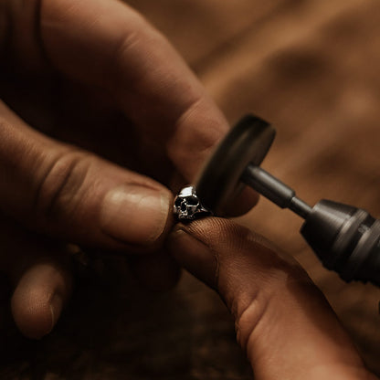 8mm Matte Black Onyx & 925 Sterling Silver / Skull Beaded Bracelet